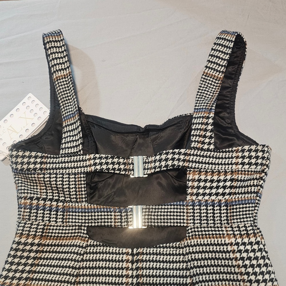 Le' AL.X Size L Glen Plaid Woven Wool Blend Lined Plaid Tank Dress NWT $189 1026 - Picture 16 of 16